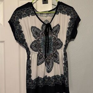 Claudia Richard Black and White Floral Blouse